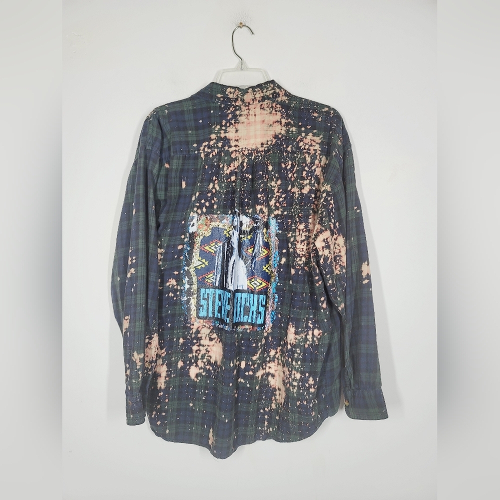 WOODS & WOODS STEVIE KNICKS SPLATTER FLANNEL TOP, SIZE XL